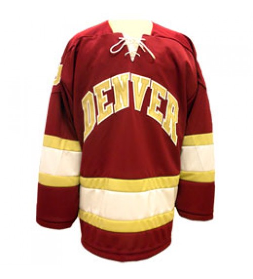 Custom NCAA Denver Pioneers Hockey Jersey Road Red